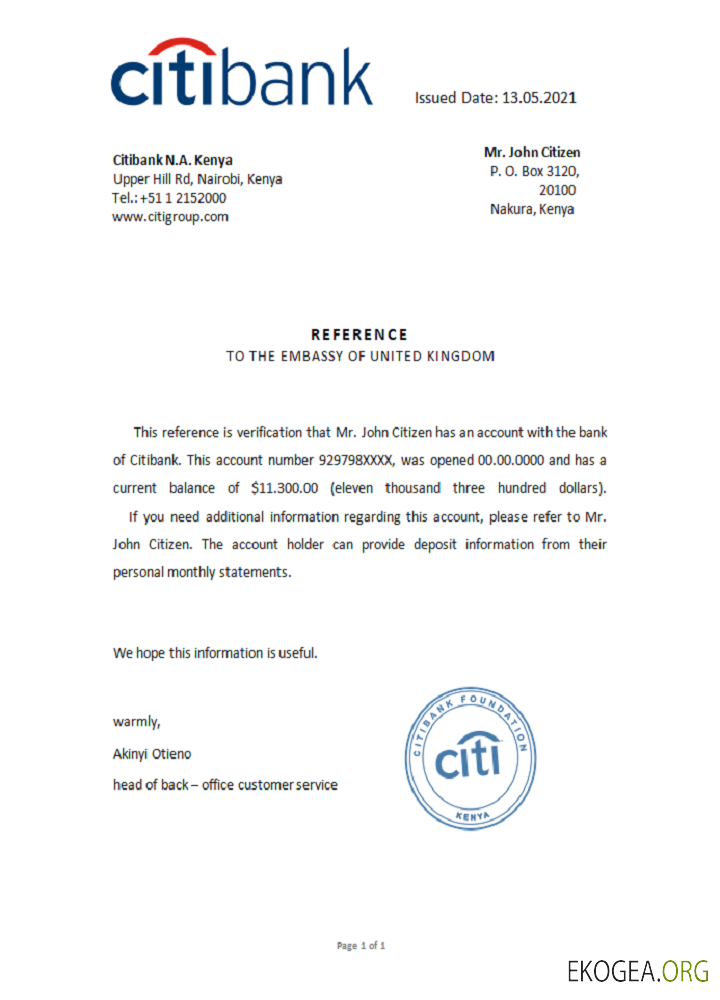 Kenya , Citibank , référence